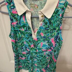 Lilly Pulitzer Green Sleeveless Golf Polo Tank Top